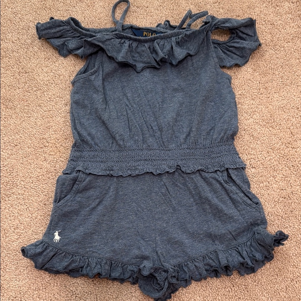 Polo by Ralph Lauren Kids Gray Ruffle Romper